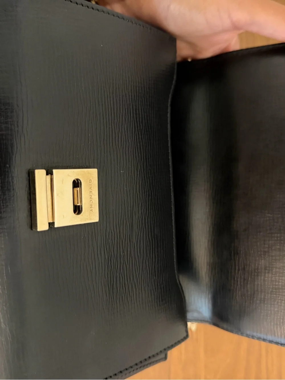 Givenchy Pandora Box Chain Shoulder Bag in Black Calf Leather